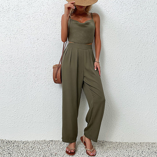 Damen Urbane Jumpsuit mit weitem Bein und flutterndem Oberteil EB
