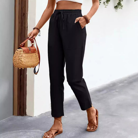 Damen lässige Chino-Hose mit elastischem Bund EB