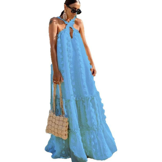 Damen luftiges Sommerkleid mit voluminösem Rock EB