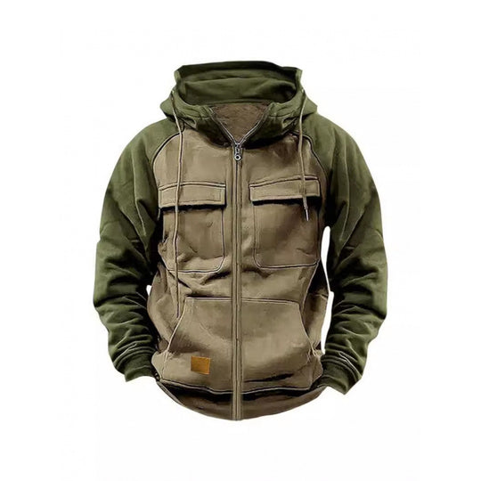 Herren Kapuzenjacke mit Cargo-Taschen und durchgehendem Reißverschluss EB