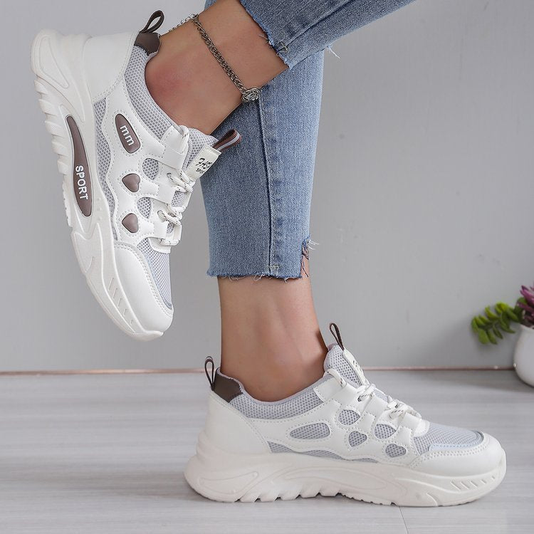 Damen Sportliche Sneakers mit elastischen Schnürsenkeln und atmungsaktiver Mesh-Oberfläche EB