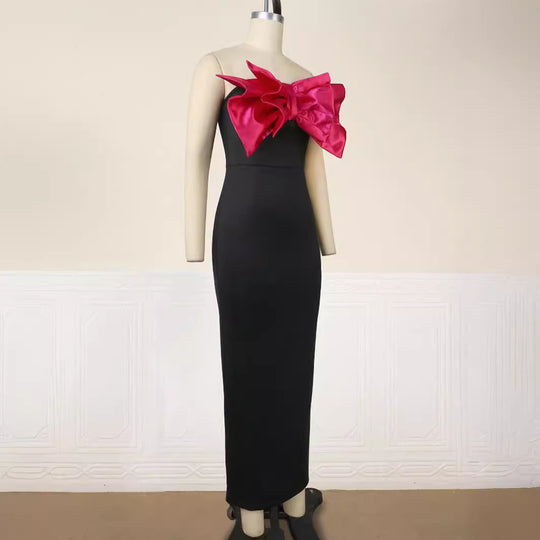 Damen Elegantes Maxikleid mit übergroßem Schleifen-Design EB