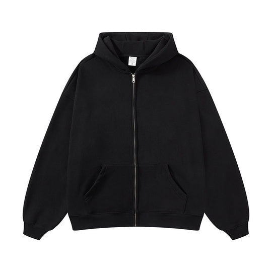 Unisex nan Kapuzen-Sweatjacke mit durchgehendem Reißverschluss, oversized Passform und Kängurutaschen EB