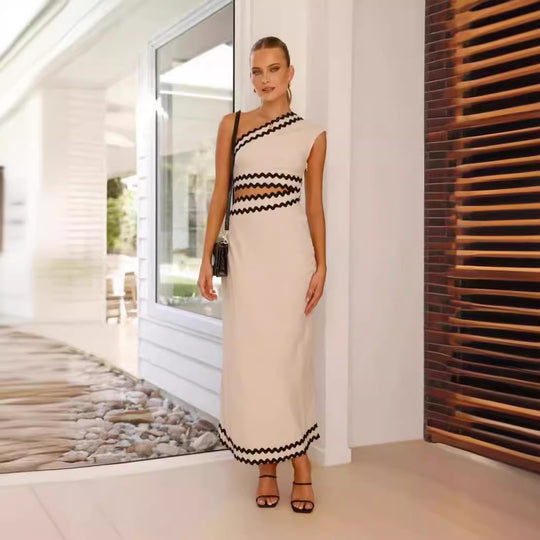 Damen Maxikleid mit asymmetrischem Schnitt und modischen Cut-Outs EB