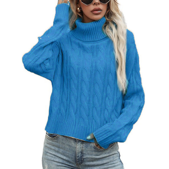 Damen Rollkragenpullover mit strukturiertem Zopfmuster und lässigem Schnitt EB