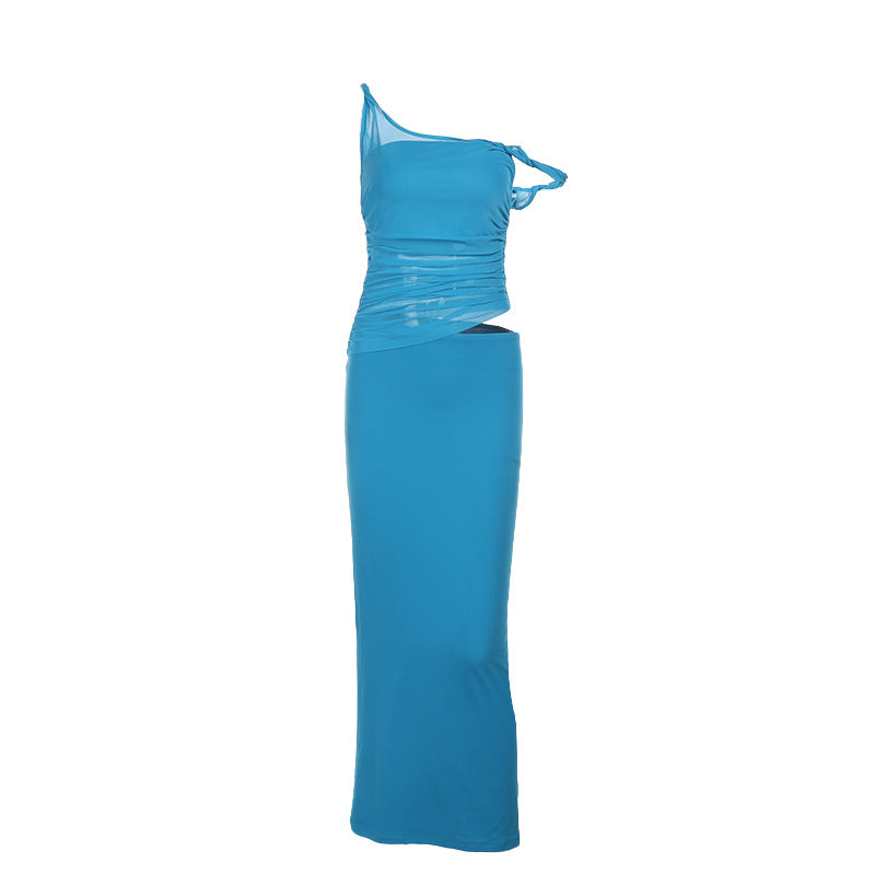 Damen elegantes Wickelkleid mit asymmetrischem Schnitt und figurbetonter Silhouette EB