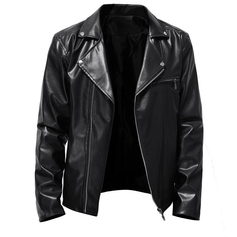Herren Kunstleder Bikerjacke mit asymmetrischem Reißverschluss EB