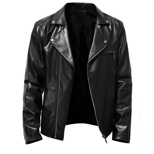 Herren Kunstleder Bikerjacke mit asymmetrischem Reißverschluss EB