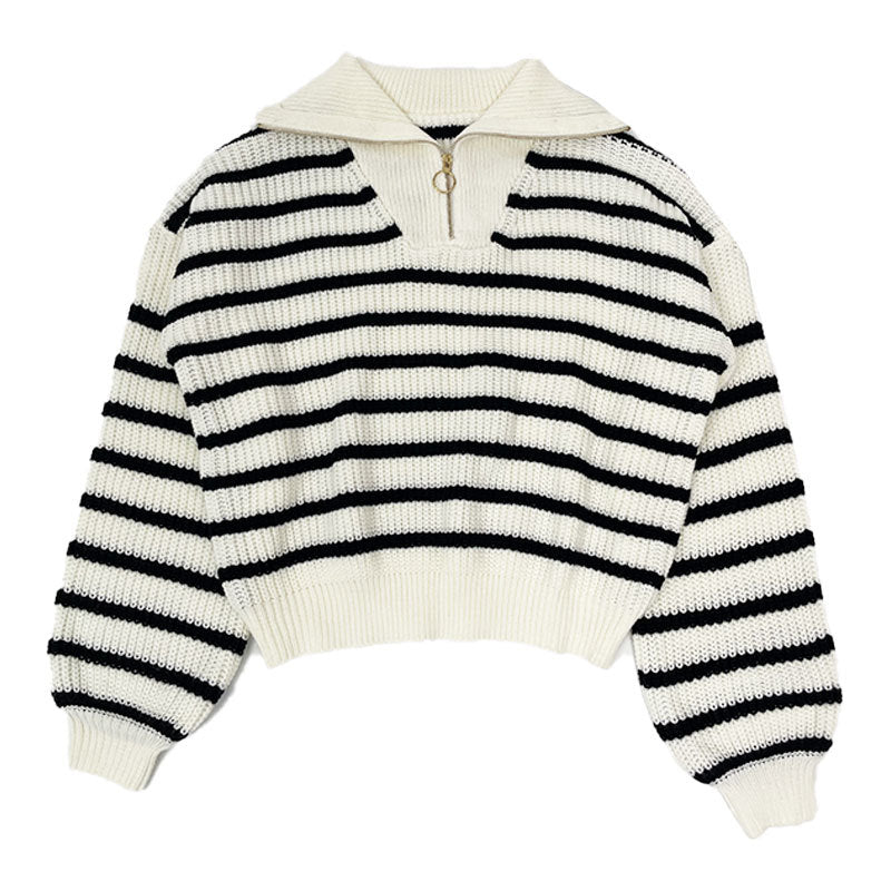 Damen stylischer Strickpullover mit hochgeschlossenem Kragen und lässigem Schnitt EB