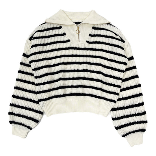 Damen stylischer Strickpullover mit hochgeschlossenem Kragen und lässigem Schnitt EB