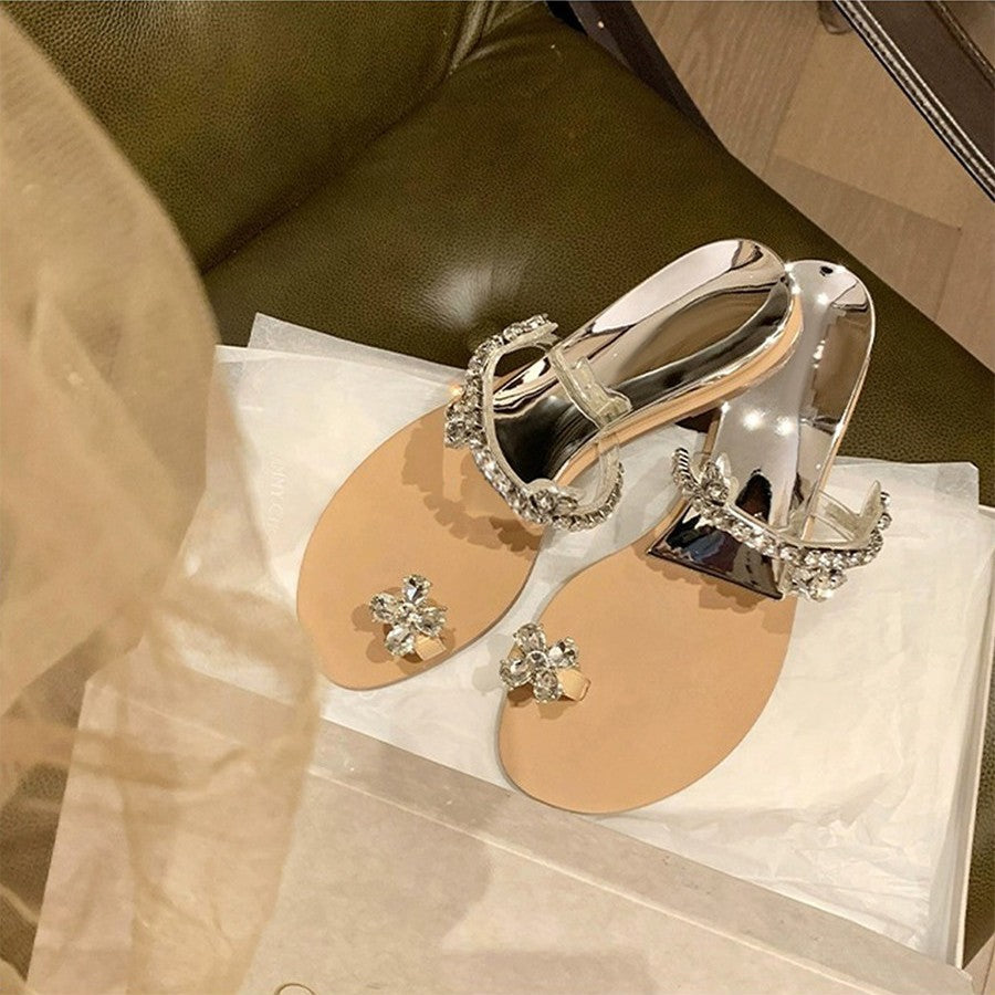 Damen Glamouröse Slippers mit funkelnden Strassdetails und komfortabler Sohle EB