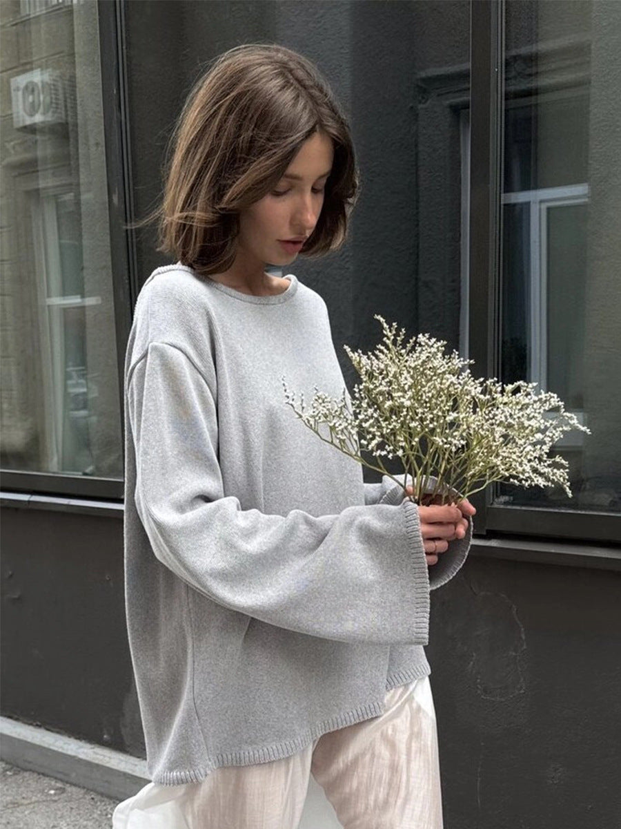Damen Lässiger Strickpullover mit weitem Schnitt EB