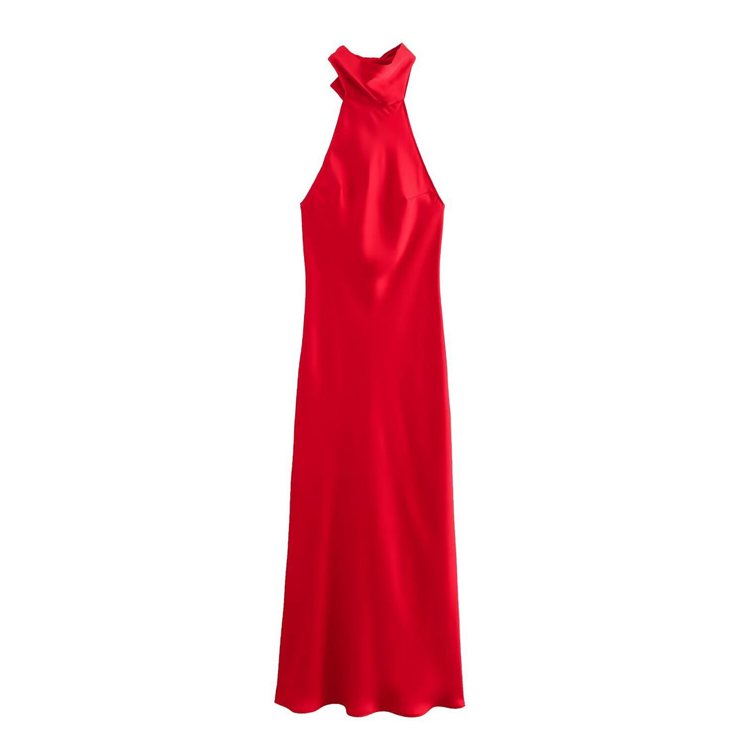 Damen Abendkleid mit hohem Kragen und fließendem Schnitt EB