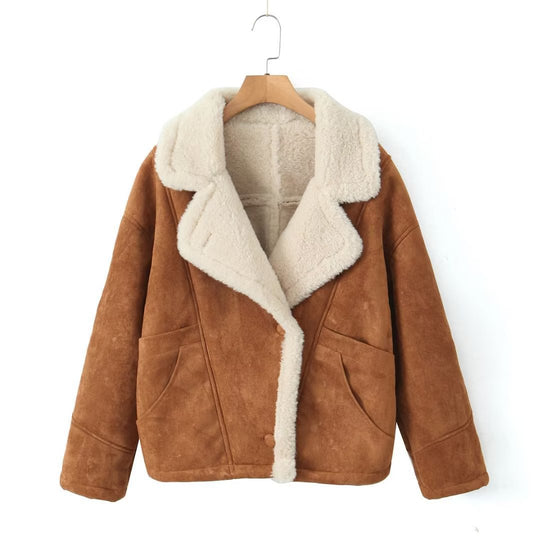 Damen Oversized-Winterjacke mit Plüsch EB