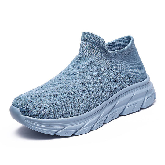 Damen Sportliche Slip-On Sneaker mit atmungsaktiver Strick-Oberfläche und dämpfender Laufsohle EB