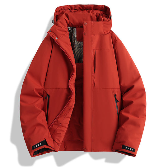 Damen wattierte Kapuzen-Outdoorjacke mit winddichter Membran und isolierendem Thermofutter EB