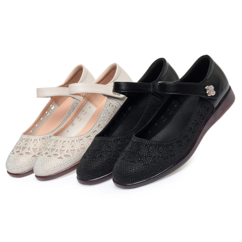 Damen Ballerinas mit dekorativem Riemchen und Strassverzierungen EB