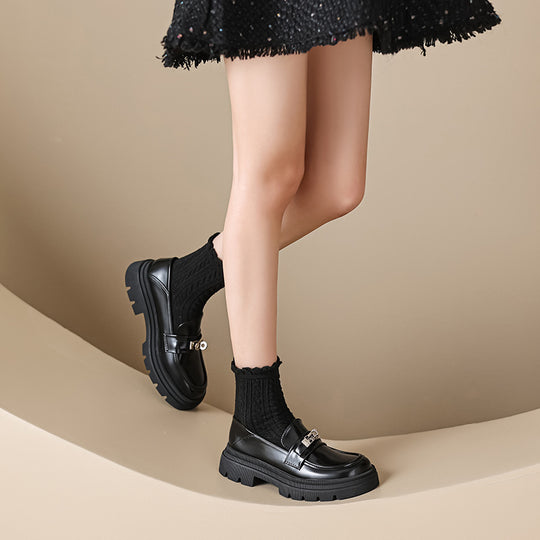 Damen Mokassins mit klobiger Sohle und eleganter Schnalle EB