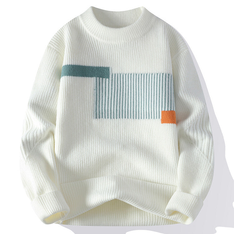 Damen moderner Strickpullover mit geometrischem Muster EB