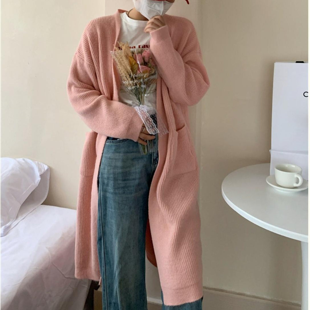 Damen Weicher Strickmantel mit großzügigen Taschen und weitem Schnitt EB