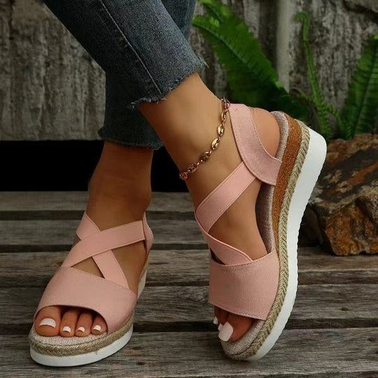 Damen Wedge-Sandalen mit geflochtenem Riemedesign EB