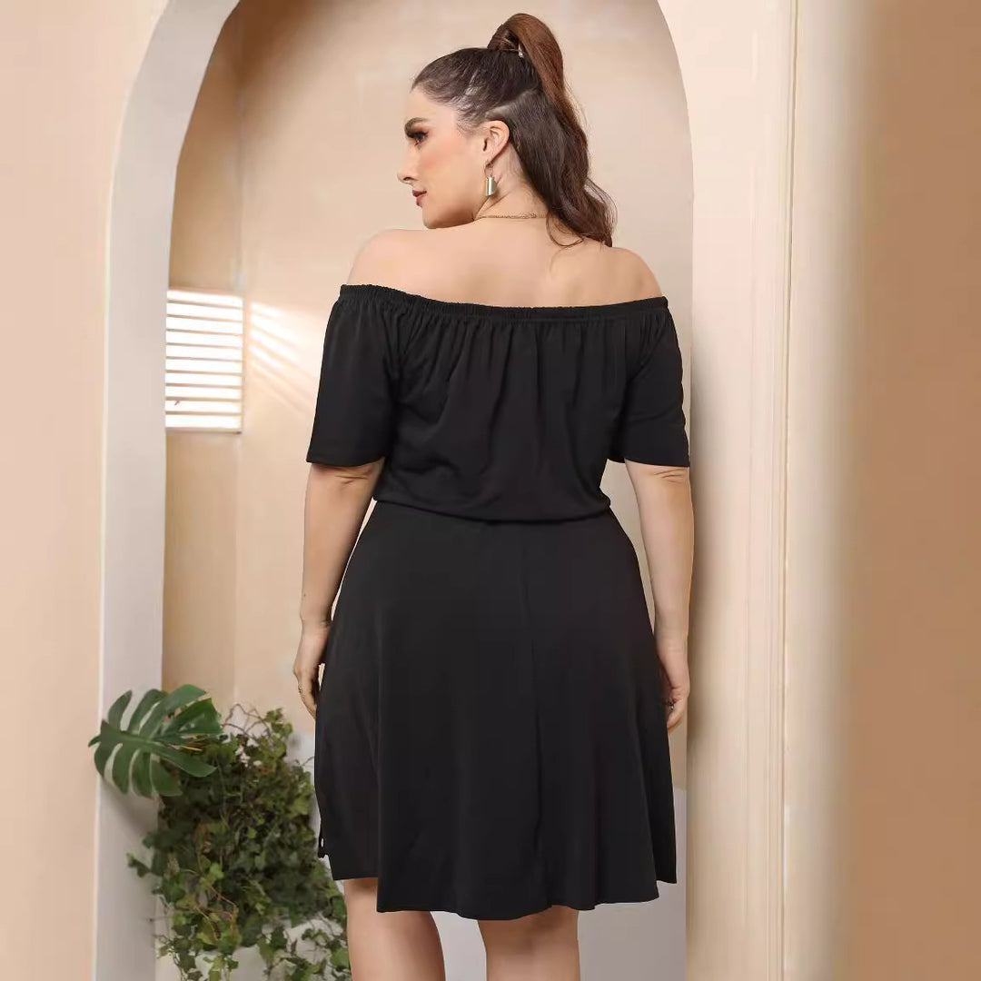 Damen Off-Shoulder Kleid mit dekorativem Lochmuster EB