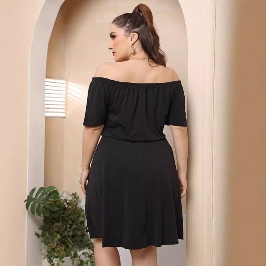 Damen Off-Shoulder Kleid mit dekorativem Lochmuster EB