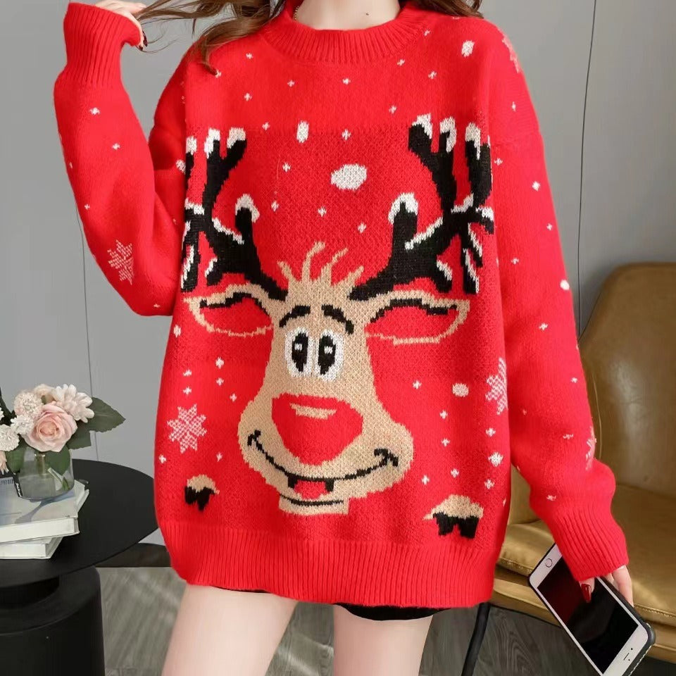 Damen Weihnachts-Pullover mit einzigartigem Rentier-Motiv EB