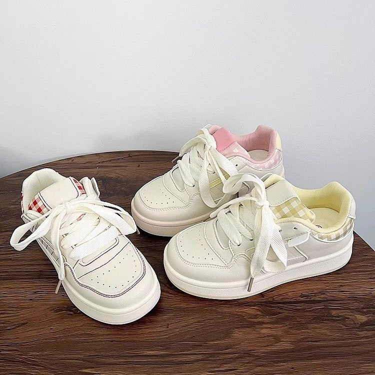 Damen modische Sneakers mit kariertem Innenfutter und hochdämpfender Sohle EB