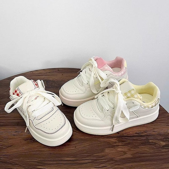 Damen modische Sneakers mit kariertem Innenfutter und hochdämpfender Sohle EB
