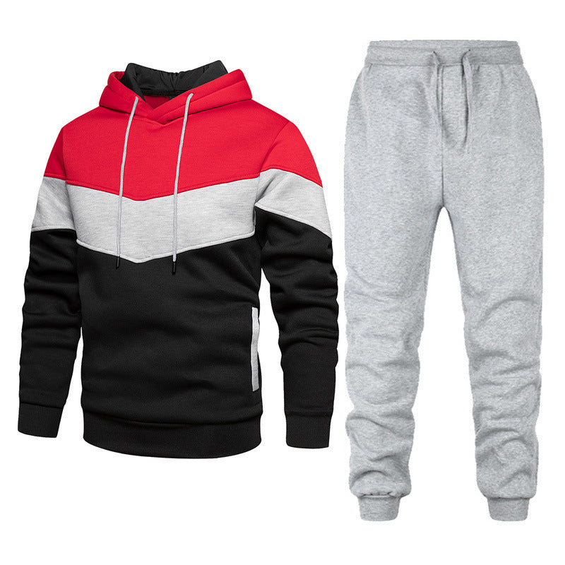 Herren nan athleisure-Set mit Chevron-Kapuze, fleecegefüttertem Pullover und schmal zulaufender Jogginghose EB