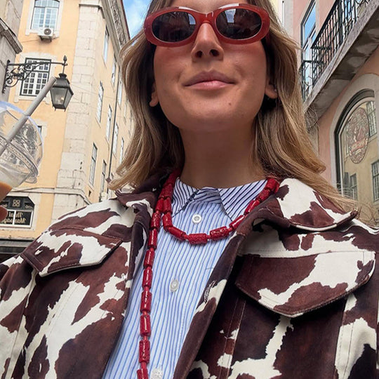 Damen Kunstlederjacke im modernen Cow-Print Design EB