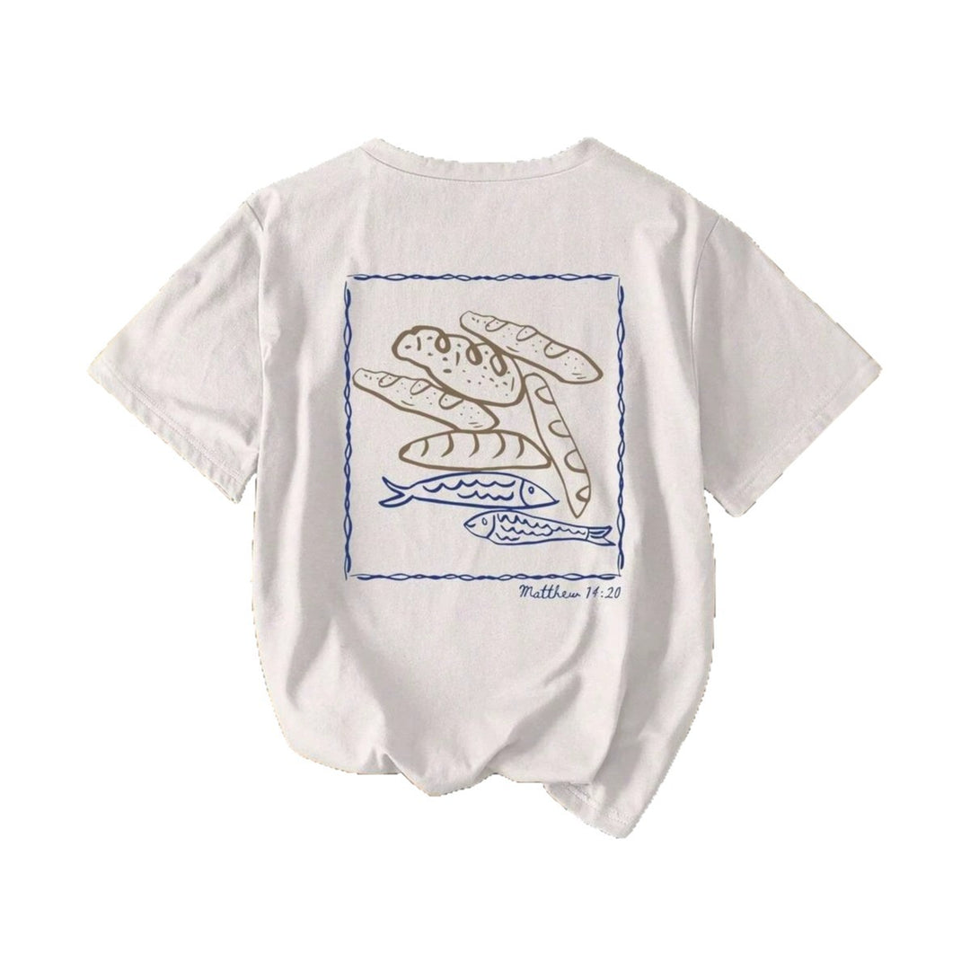 Damen Kurzarm T-Shirt mit kreativem Fischnetz-Motiv EB