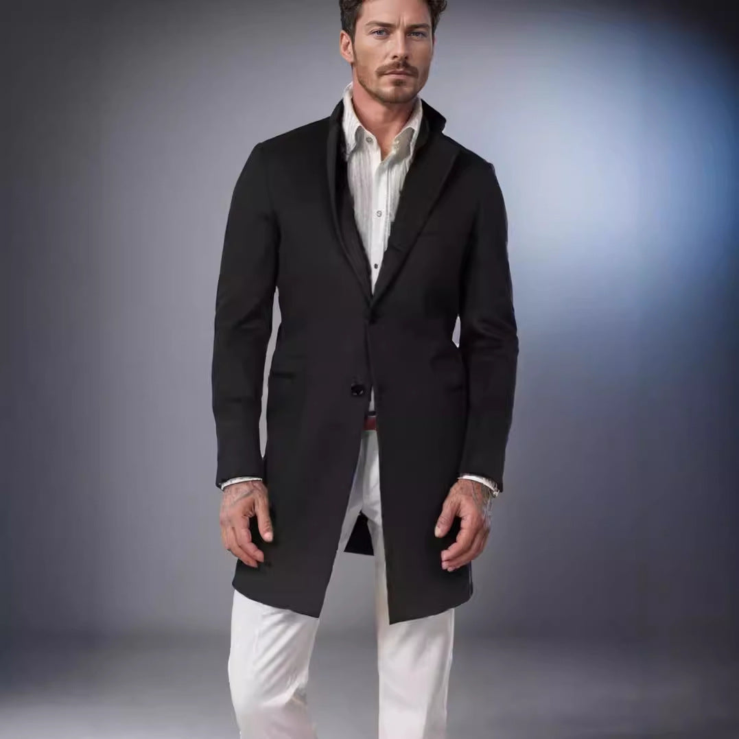 Herren eleganter Langmantel aus weichem Stoff EB