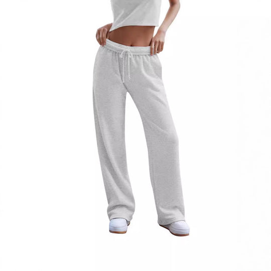 Damen nan weite Komfort-Loungehose mit hochgeschnittener Taille, elastischem Bund und Kordelzug EB