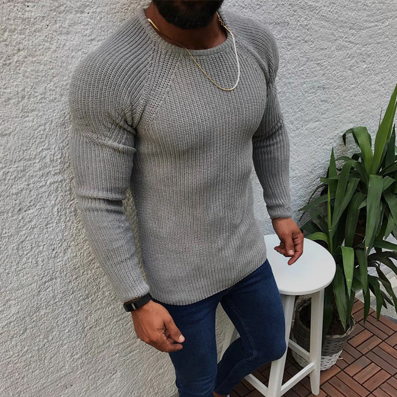 Herren Strickpullover mit strukturierter Oberfläche und Raglanärmeln EB