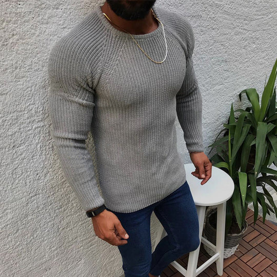 Herren Strickpullover mit strukturierter Oberfläche und Raglanärmeln EB
