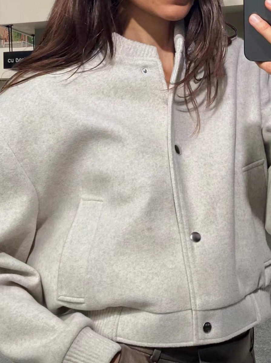 Damen Sportliche Oversize-Jacke mit Reißverschluss und voluminösen Ärmeln EB