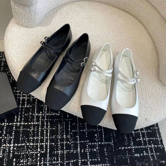 Damen Ballerinas mit doppeltem Riemen und funkelnden Schnallen EB