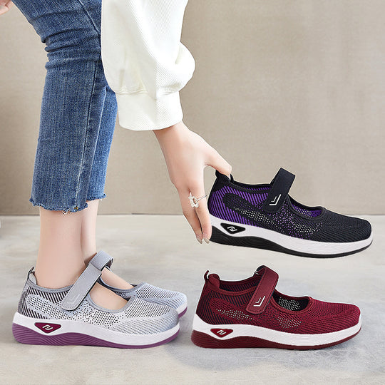Damen Bequeme Sport-Sneaker mit verstellbarem Klettverschluss und atmungsaktivem Mesh-Obermaterial EB