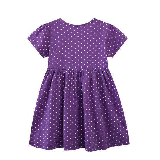Mädchen Sommerkleid mit hübschen Vogel- und Blumenapplikationen EB