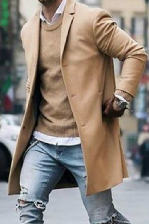 Herren eleganter Mantel mit hochwertigen Details EB