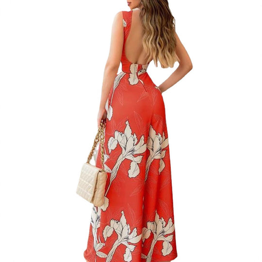 Damen Modischer Jumpsuit mit floralen Akzenten und weitem Bein EB