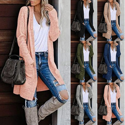 Damen Strickmantel mit offenen Fronten und lässigem Design EB