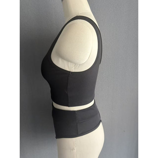 Damen Hochbund Bikini-Set mit strukturierter Oberfläche und modischem Crop-Top EB