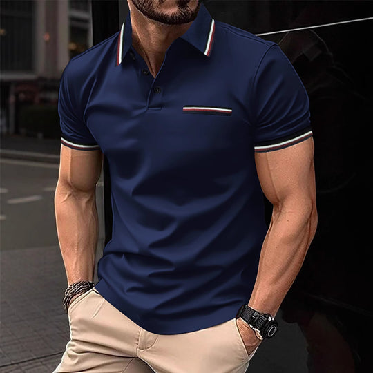 Herren Poloshirt mit kontrastierenden Akzenten und modernem Schnitt EB