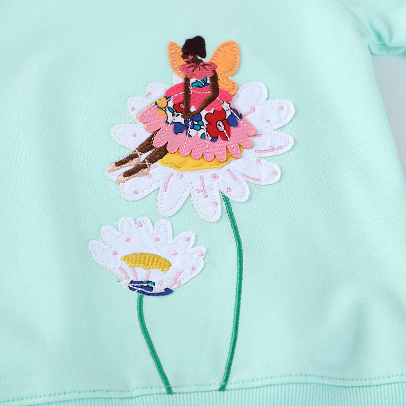 Mädchen Sweatshirt mit buntem Blumen- und Feenmotiv EB