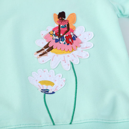 Mädchen Sweatshirt mit buntem Blumen- und Feenmotiv EB