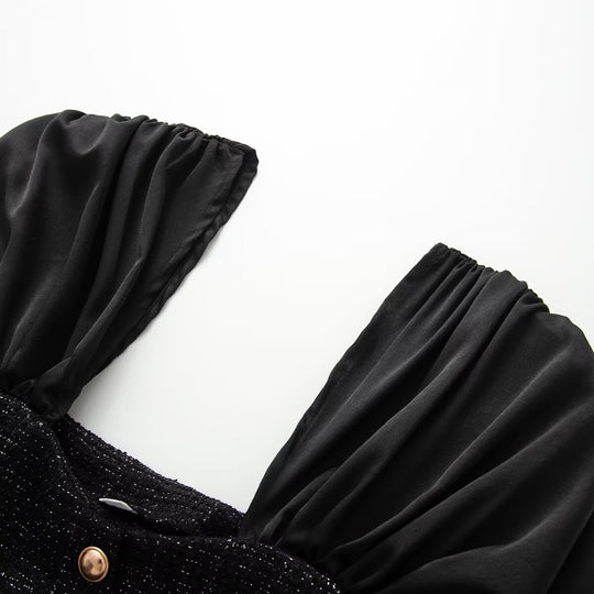 Damen Wickelbluse mit voluminösen Puffärmeln und dekorativen Knopfdetails EB