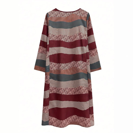 Damen lässiges Maxikleid mit modernem Streifen-Design und bequemem Schnitt EB